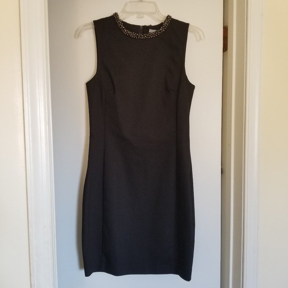 H&M Embellished Neck Sleeveless Black Dress (size 6)